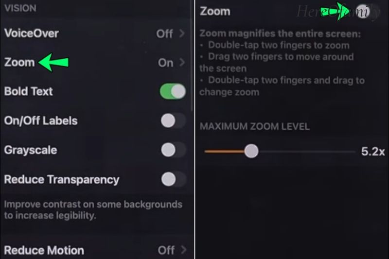 Toggle off the toggle button by tapping on Zoom.